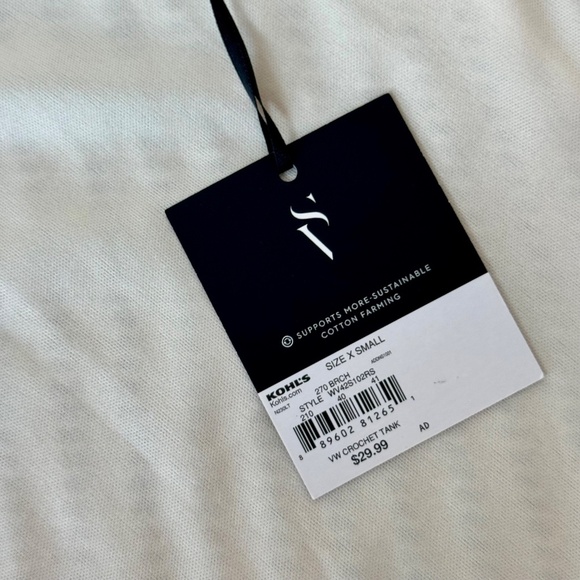 NWT Simply Vera Chevron Crochet Knit Tank Top Cream Size XS - Picture 5 of 14